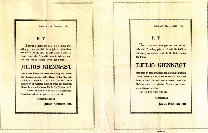 1914 - Übergabedokument
